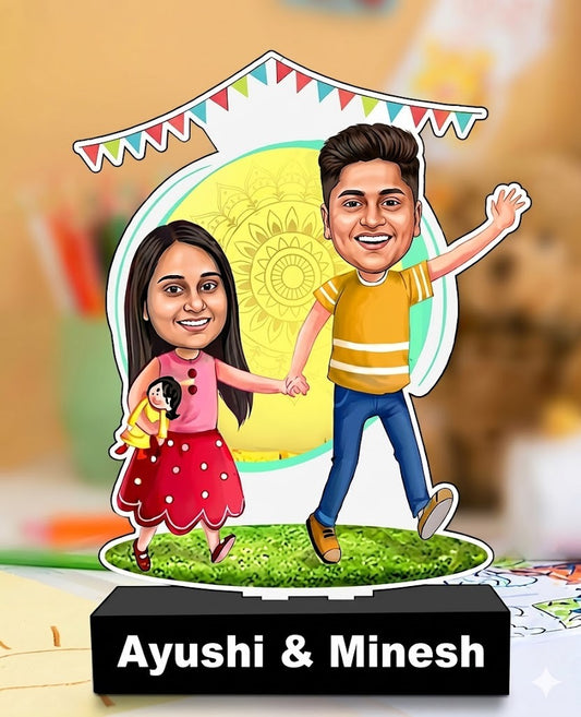 Shayona Gift Shop-Personalized Brother & Sister Caricature Acrylic Standee | Custom Sibling Photo Cutout | Unique Rakhi Gift for Brother or Sister