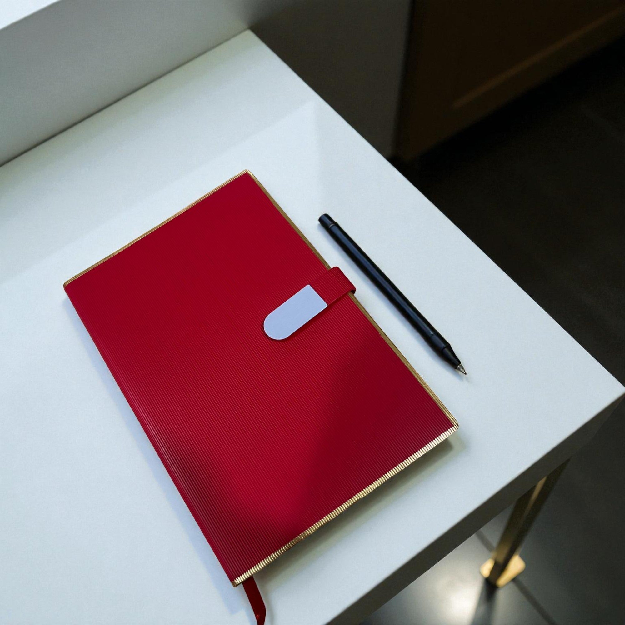 Shayona Professional Bright Red Business Planner with Metallic Closure ||Textured Leather Finish Diary for Office, Journaling & Corporate Gifts