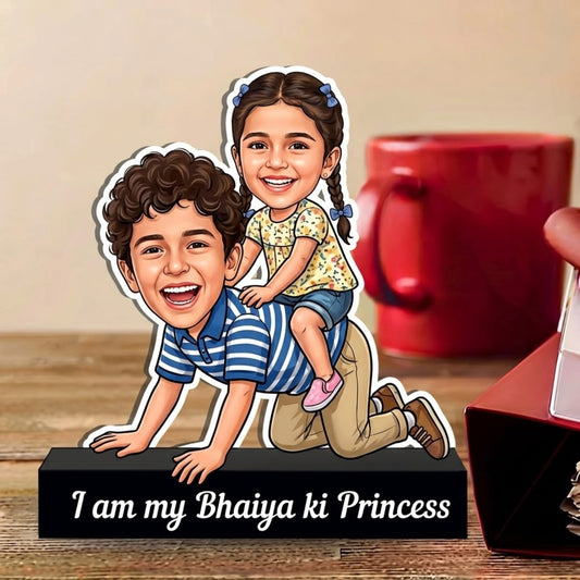 Shayona Gift Shop-Personalized Brother & Sister Caricature Acrylic Standee | Custom Sibling Photo Cutout Gift for Rakshabandhan & Birthdays