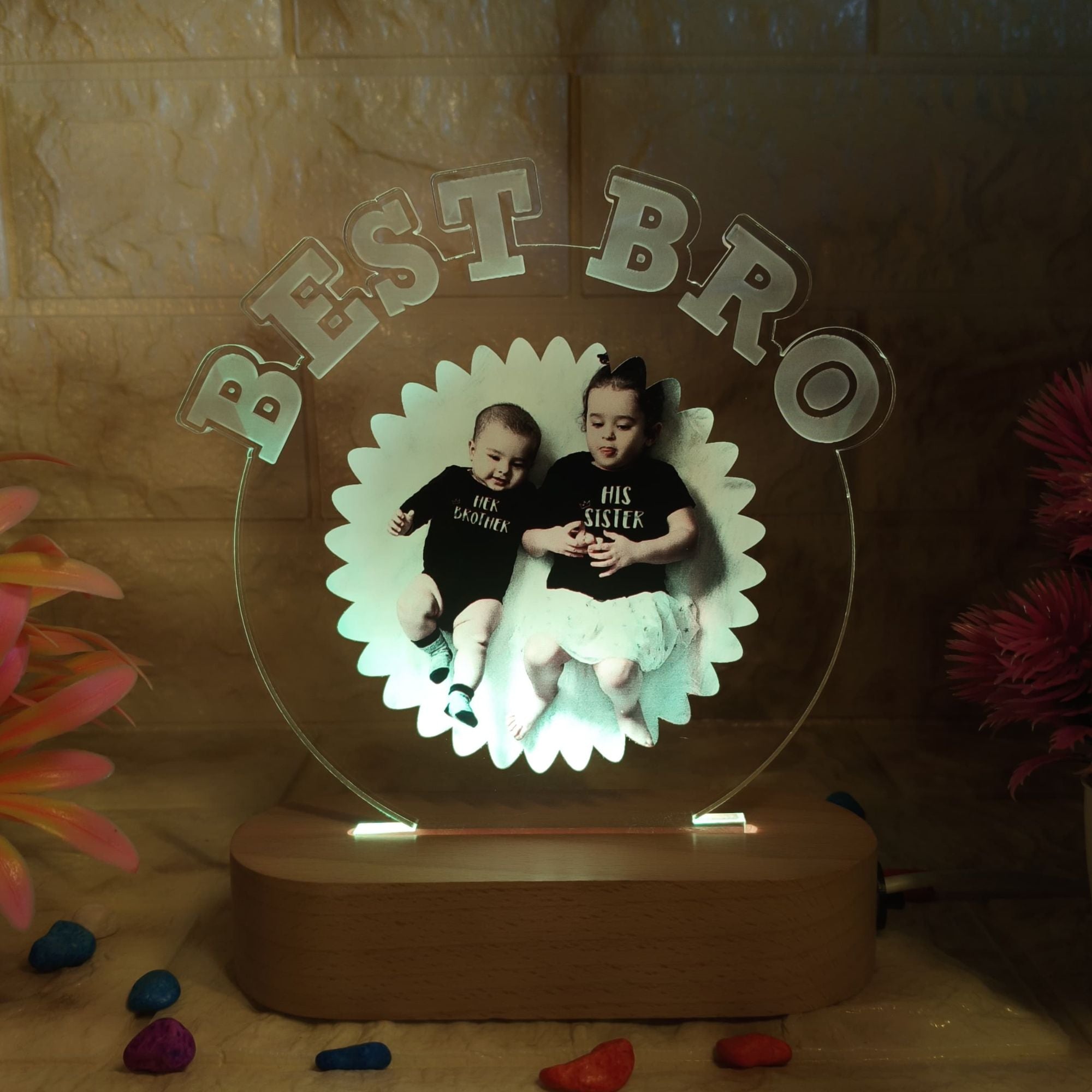 shayona Personalized LED Photo Lamp | Best Bro Gift | Custom Name Light for Brother & Sister
