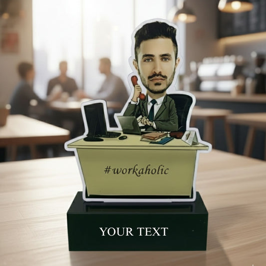 Shayona Gift Shop-ustom Workaholic Corporate Caricature Standee – Personalized Office Desk Decor for Boss, Colleague Farewell Gift, Unique Professional Gift with Customizable