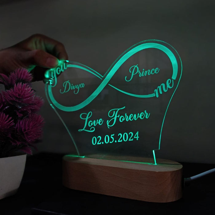 Shayona Personalized Infinity LED Night Lamp – Custom Couple Name & Date Engraving