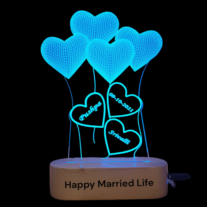 Personalized 3D Illusion LED Lamp for Anniversary and Wedding