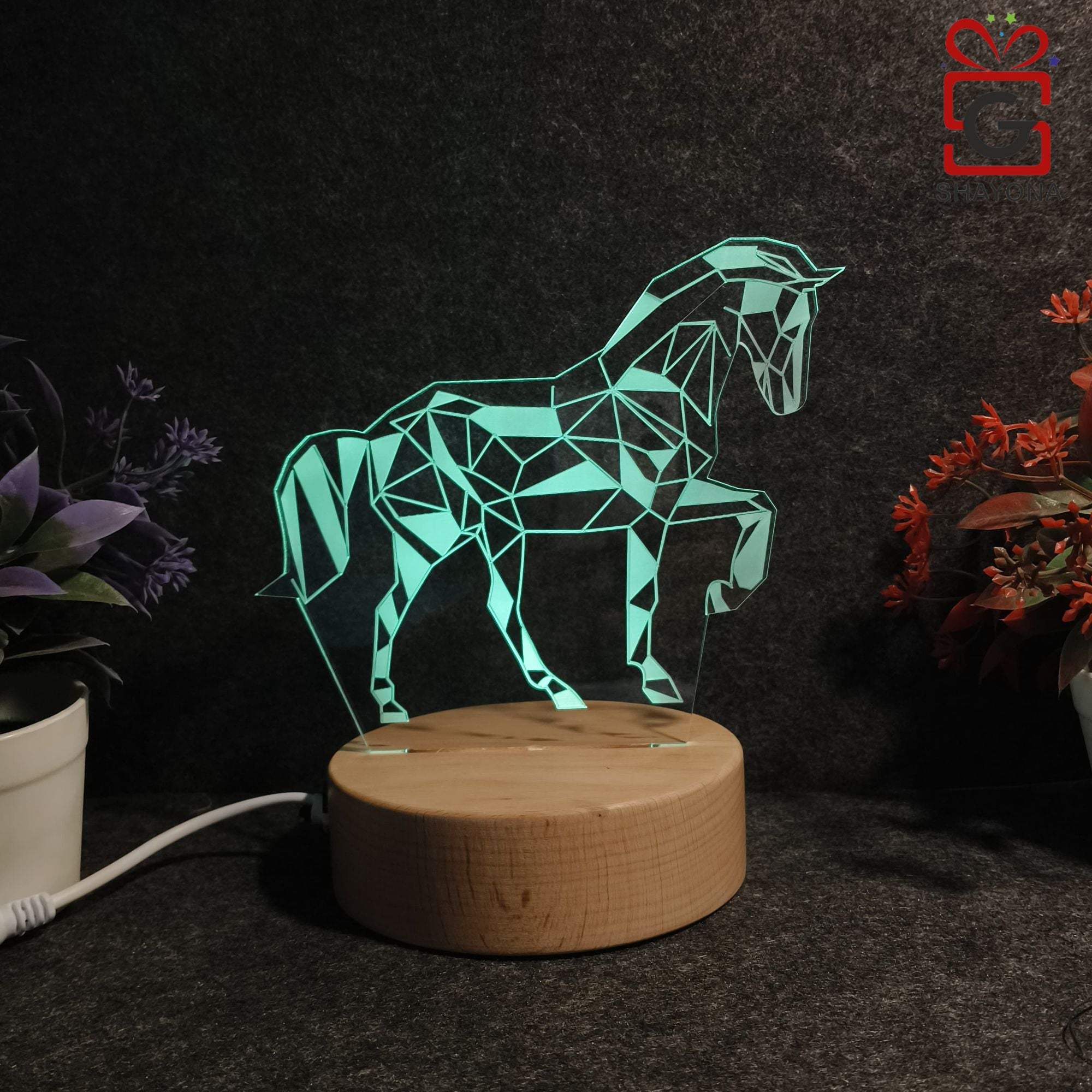 Shayona 3D Illusion LED Horse Animal Night Lamp - Multi Color