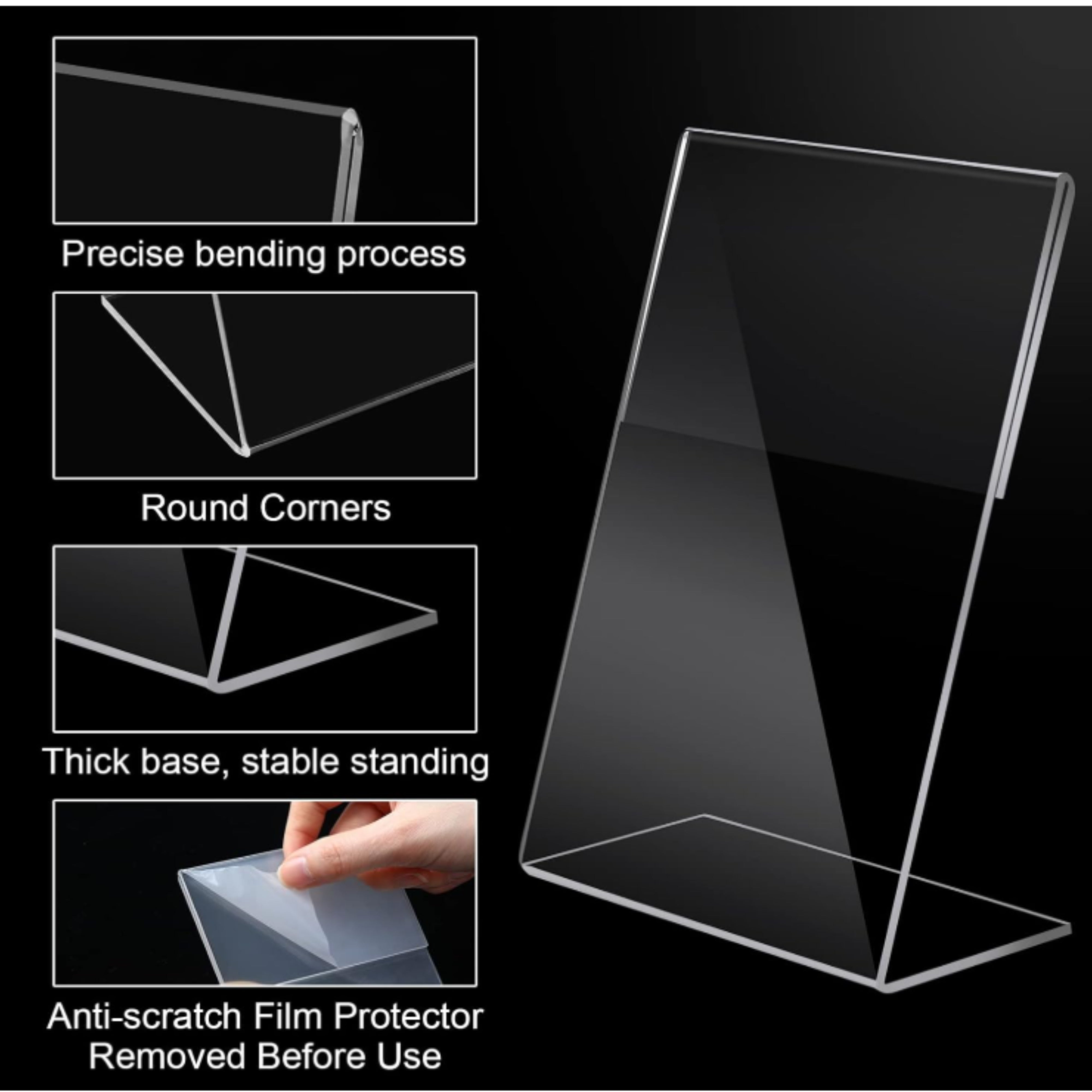 Transparent Acrylic Menu Display Stand for Restaurant Tables | QR Code Holder for Cafe, Office Counter & Hotel Reception | Durable (5x7 Inch -10 Pcs)