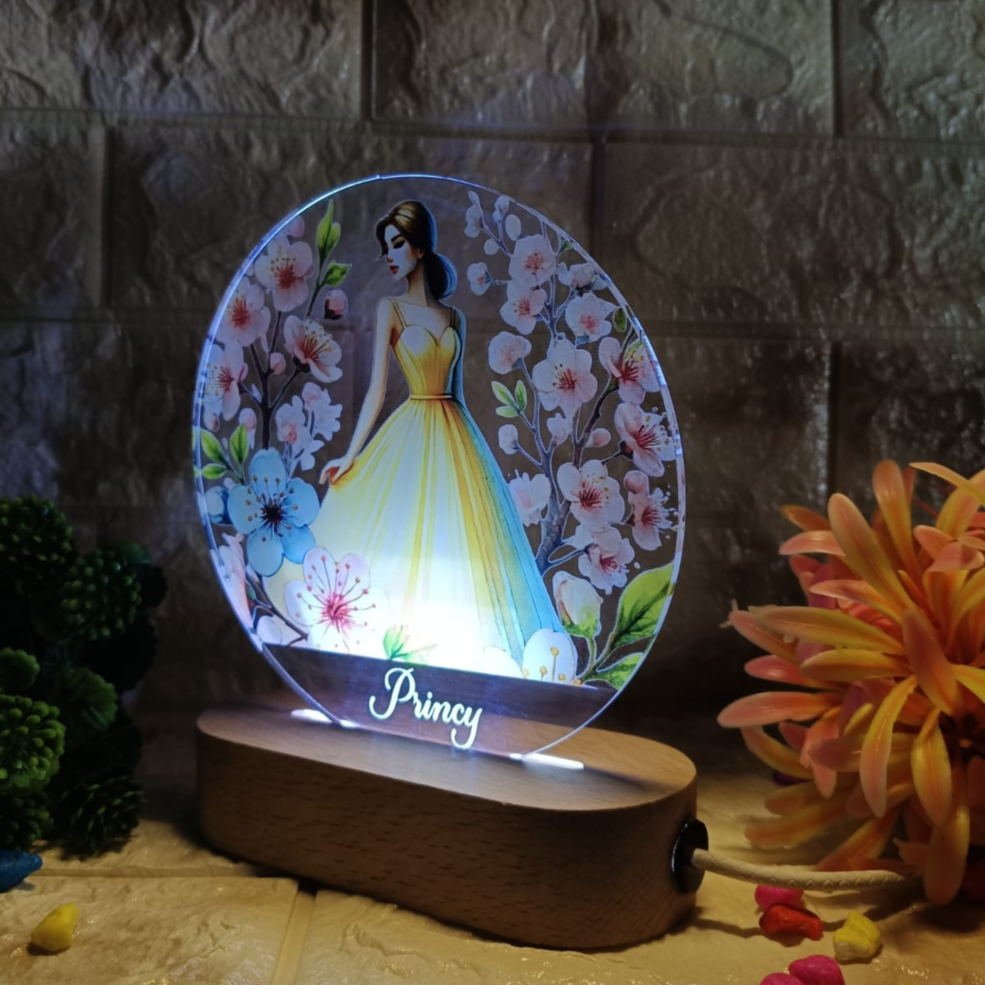 Shayona Personalized LED Night Lamp for Girls with Princess Design | Custom Name Gift Light for Kids, Birthday, Room Decor