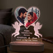 Shayona Gift Shop-Personalized Custom Photo Night Light for Couples – 3D Heart & Angel LED Acrylic Lamp with Wooden Base, Engraved Names, Date & Message, Romantic Bedside Decor Gift for Valentine's Day, Anniversary