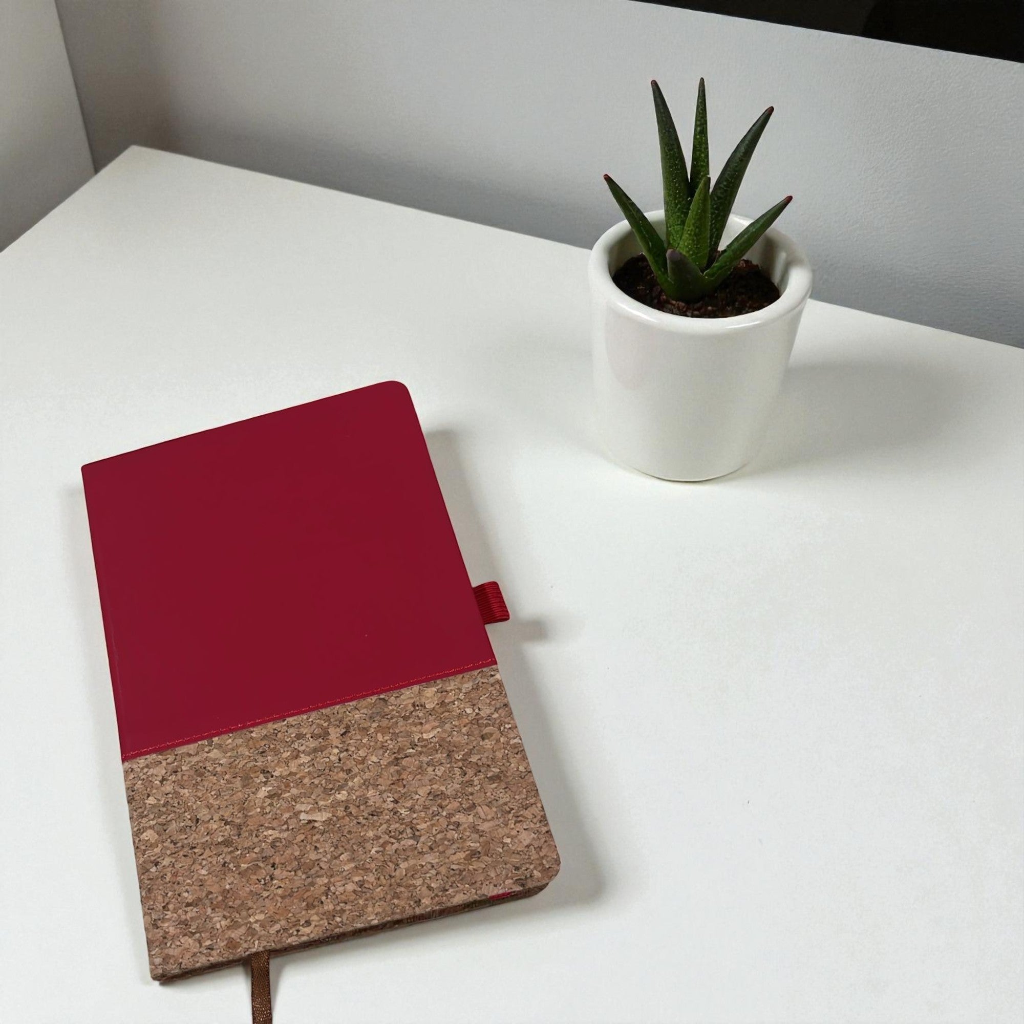 Shayona Corporate Gift Eco-Friendly Cork & PU Leather Notebook –Red Cover, Premium Hardbound Journal for Office & Personal Use