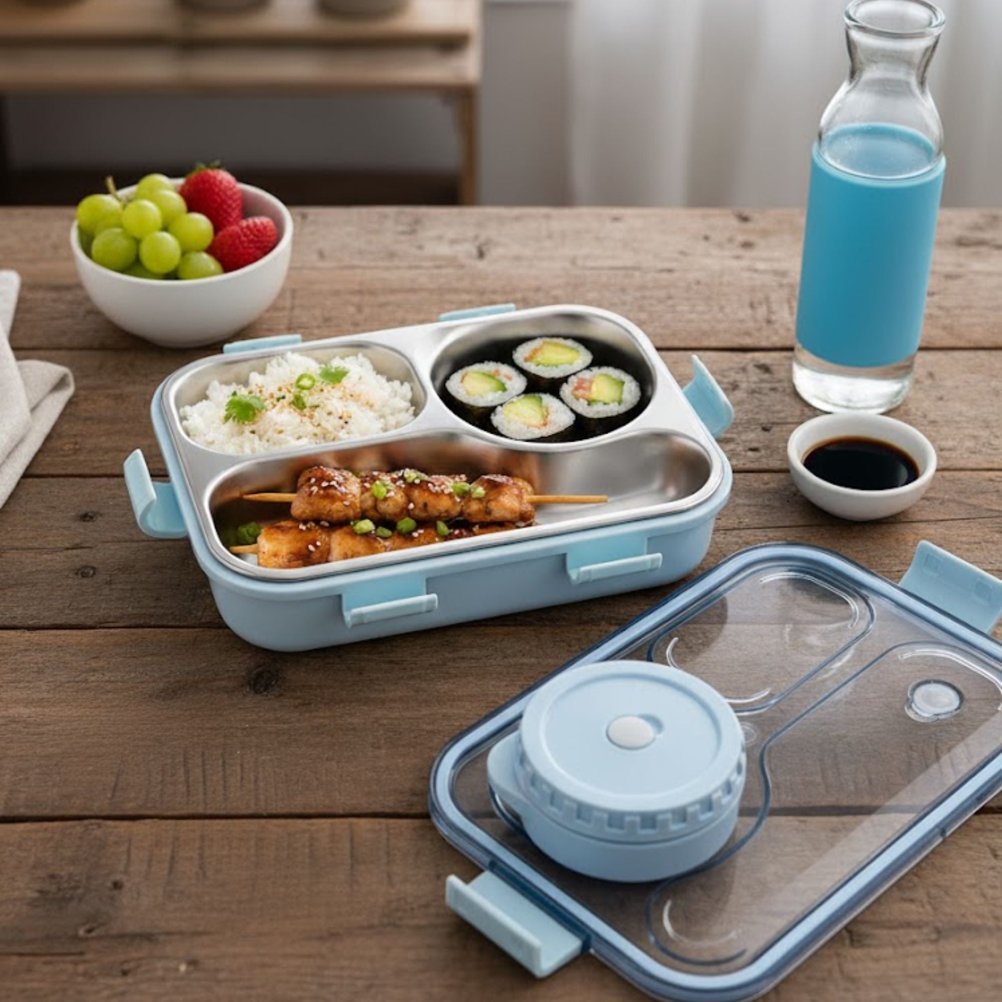 Shayona Customized Name Engraved Premium 3-Compartment Stainless Steel Lunch Box | Leak-Proof Lid, Clip Lock | Ideal for Office, School & Travel