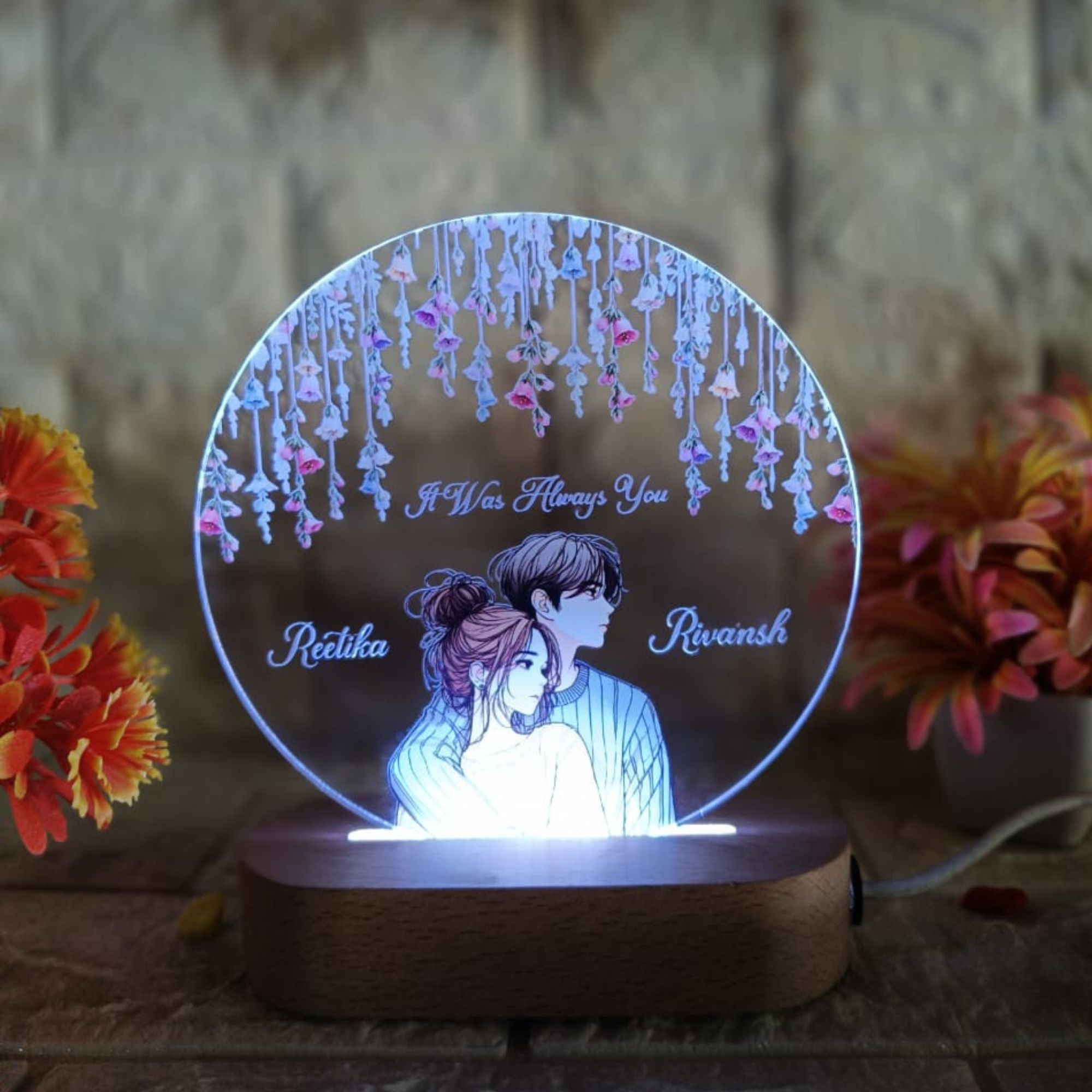 Shayona Personalized Couple LED Night Lamp – Custom Names & Romantic Design with 'It Was Always You' Quote
