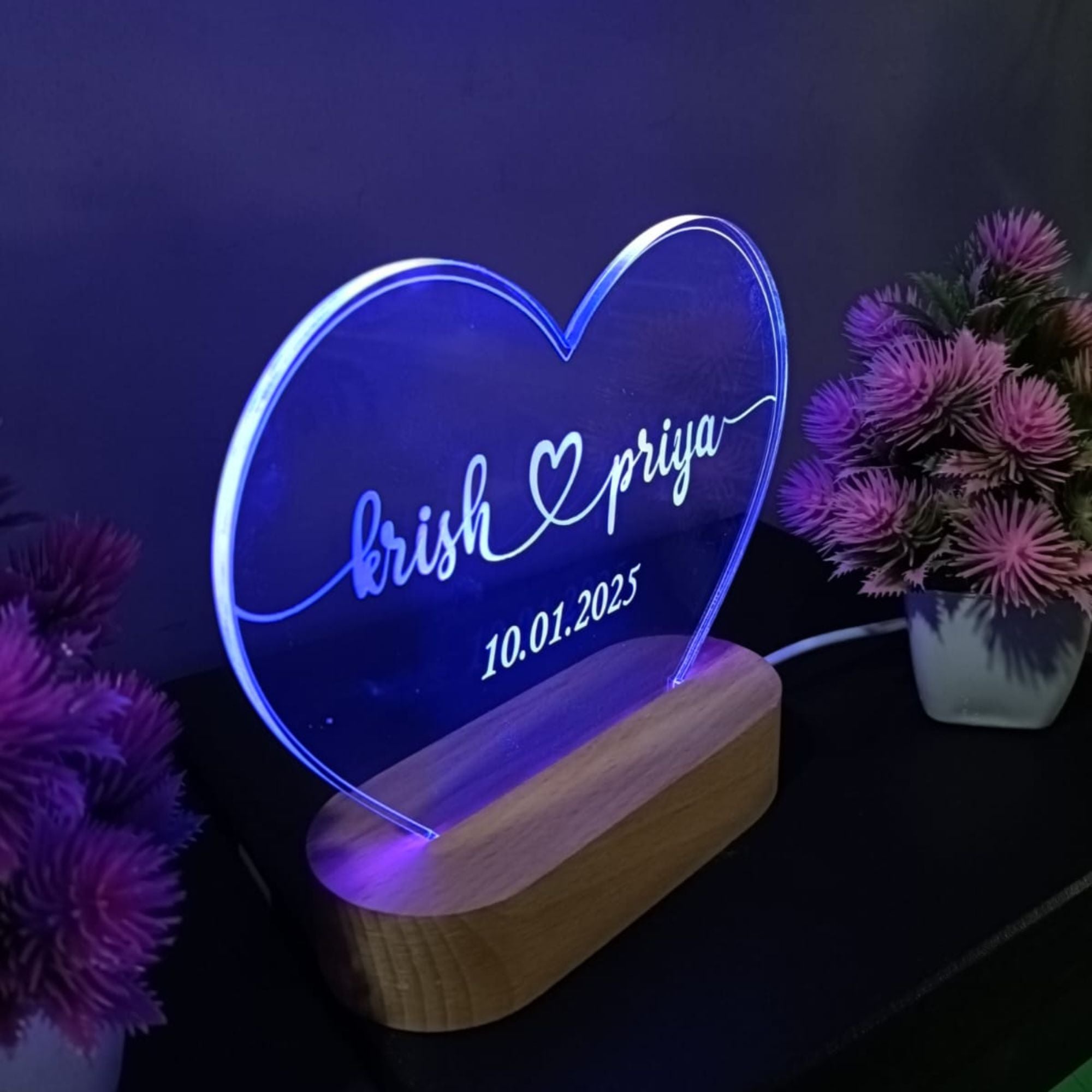 Shayona Custom LED Heart Lamp with Names & Date – Personalized Romantic Gift