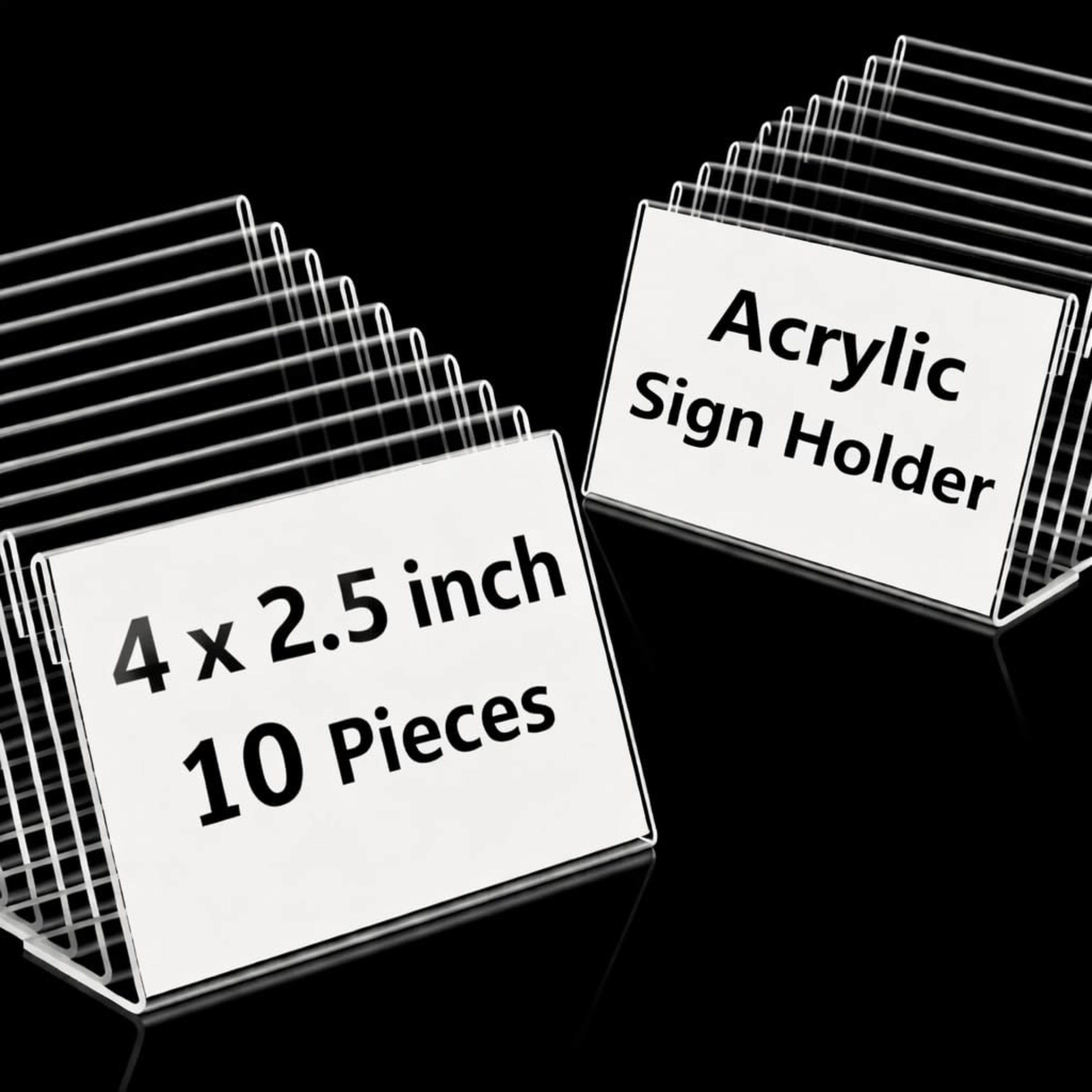 SHAYONA Clear Acrylic Display Stand 4 x 2.5 Inch-10 pcs  | Acyralic Price Tag Holder for Shop, Retail Store, Office Desk, Menu Card & Table Sign Display
