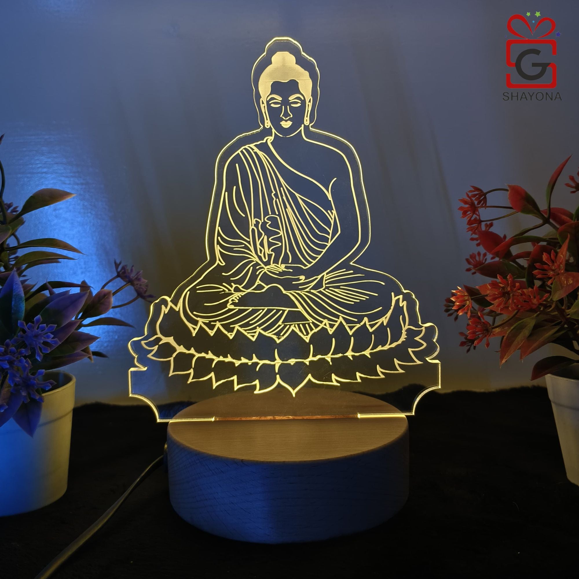 Shayona Budha  3D Illusion LED Acrylic Table Top Night Lamp, For Home