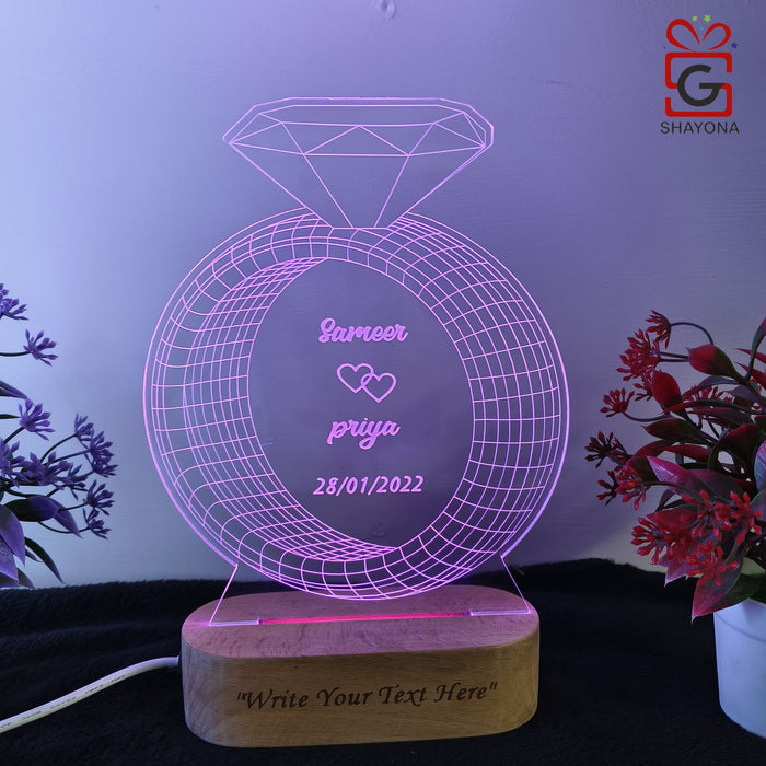 Shayona Engagement Ring Lamp Gift For Couple Wedding Anniversary Gift Lamp Love Night Light (Ring Design Multicolor)