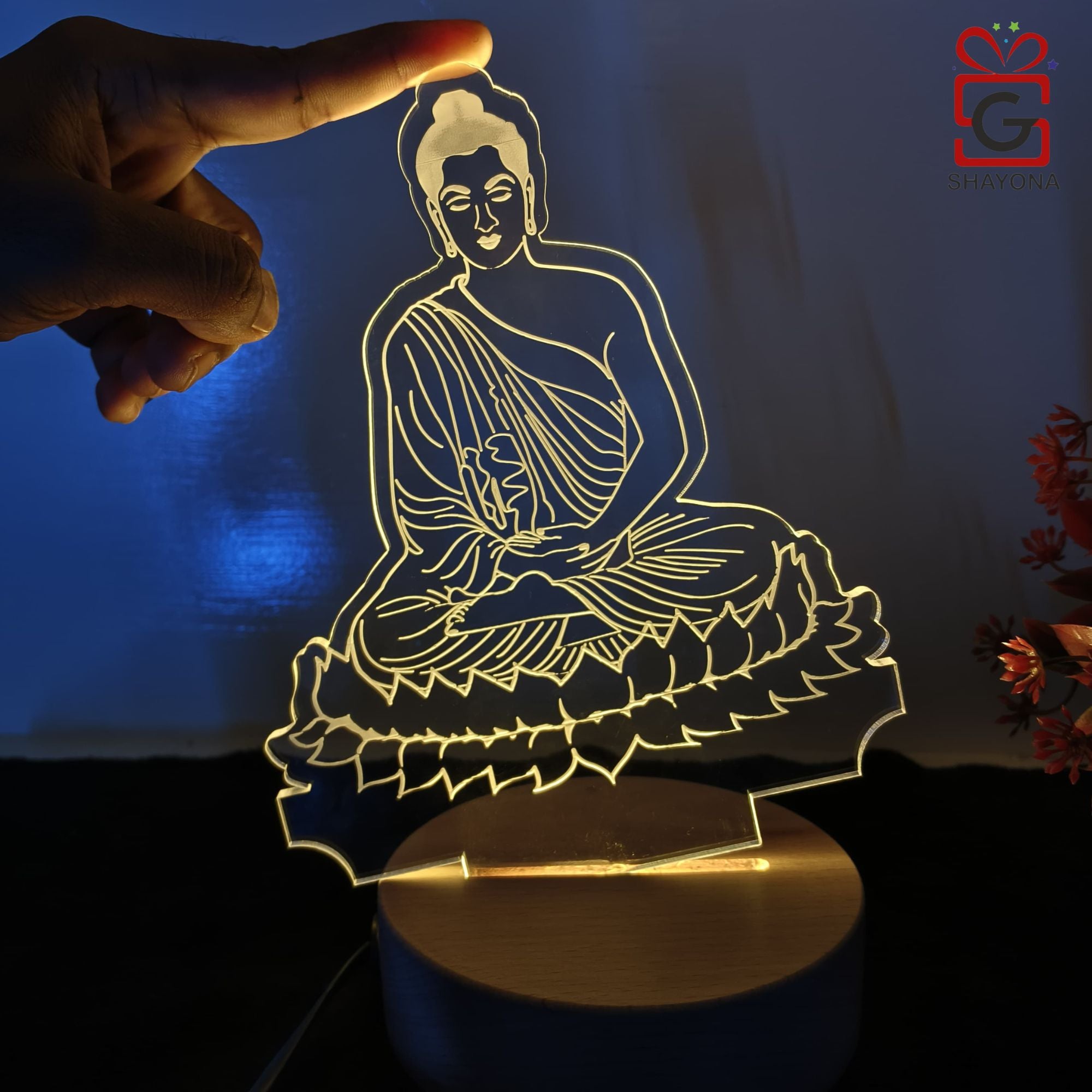 Shayona Budha  3D Illusion LED Acrylic Table Top Night Lamp, For Home