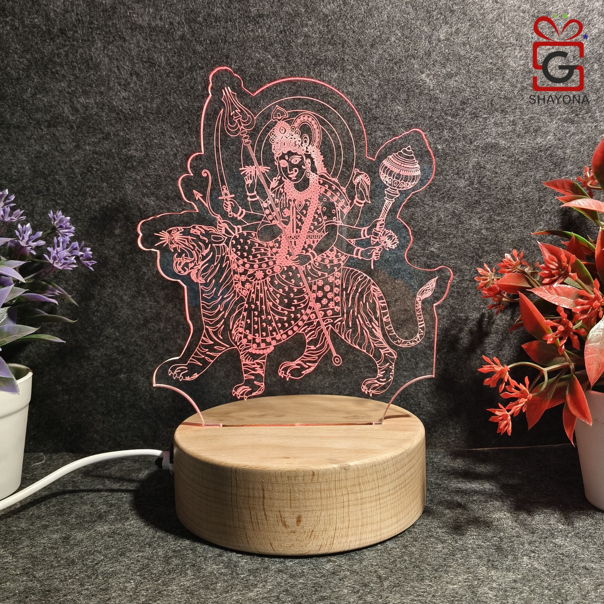 Shayona Jay Ambe3D Illusion LED Acrylic Table Top Night Lamp- Multi Color