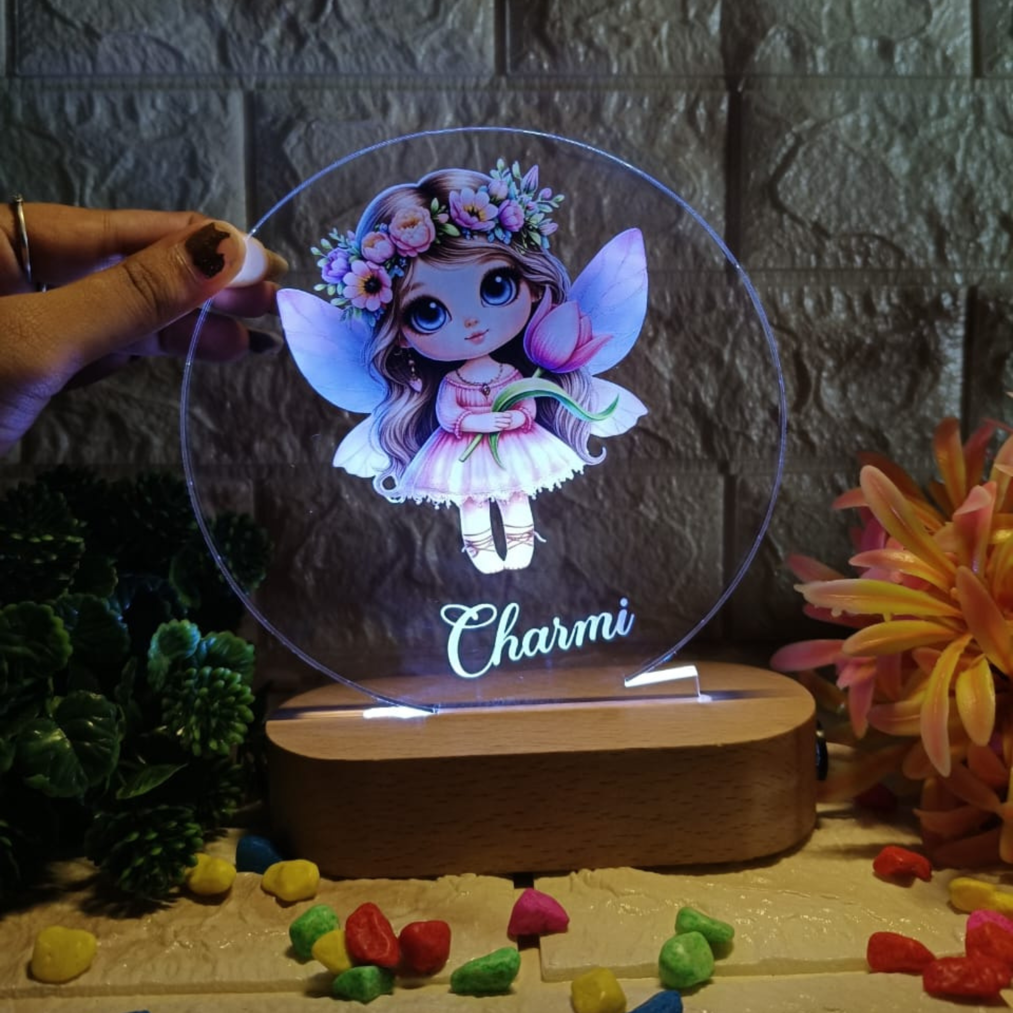 Shayona Personalized LED Night Lamp for Kids with Fairy Design | Custom Name Gift Light for Girls - Birthday, Room Decor