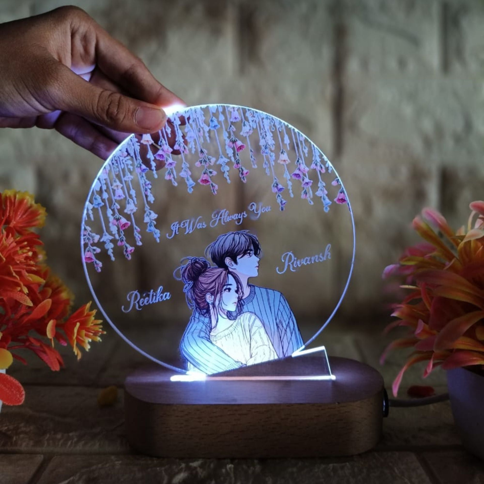 Shayona Personalized Couple LED Night Lamp – Custom Names & Romantic Design with 'It Was Always You' Quote