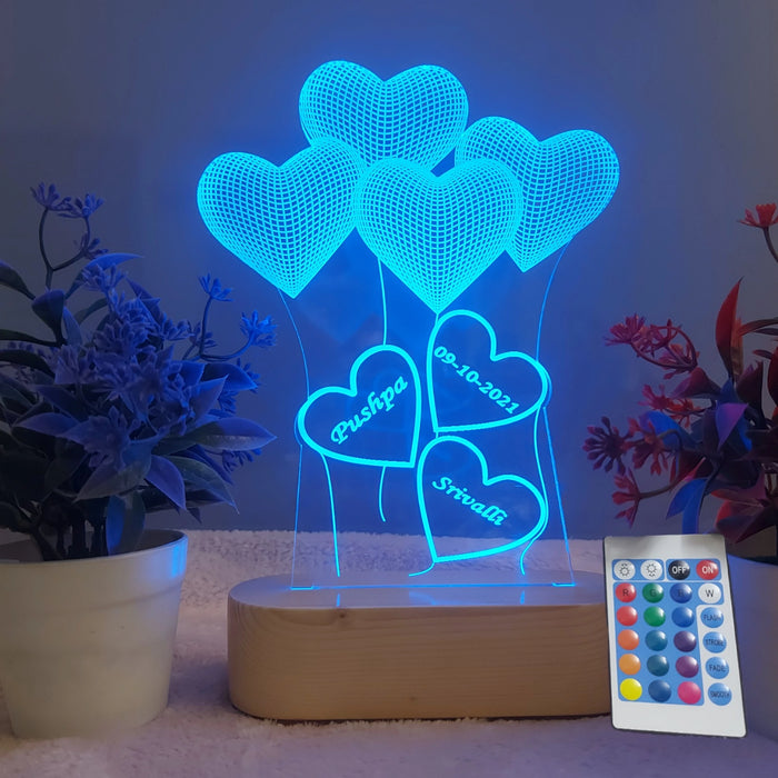 Personalized 3D Illusion LED Lamp for Anniversary and Wedding