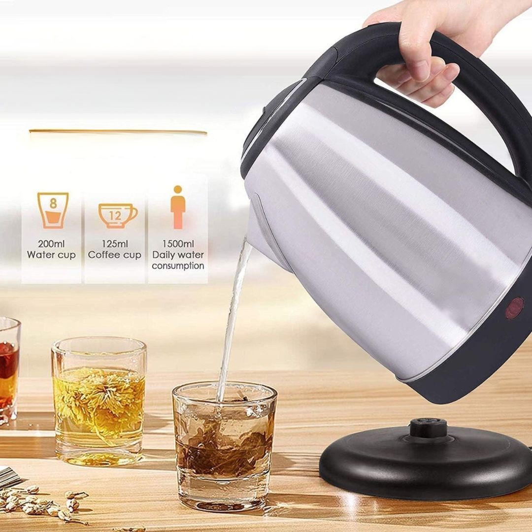 Shayona Kettle Scarlet Electric Kettle 2.0 Litre Design For Hot Water, Tea,Coffee,Milk, Rice and Other Multipurpose Cooking Kettle silver colour pack
