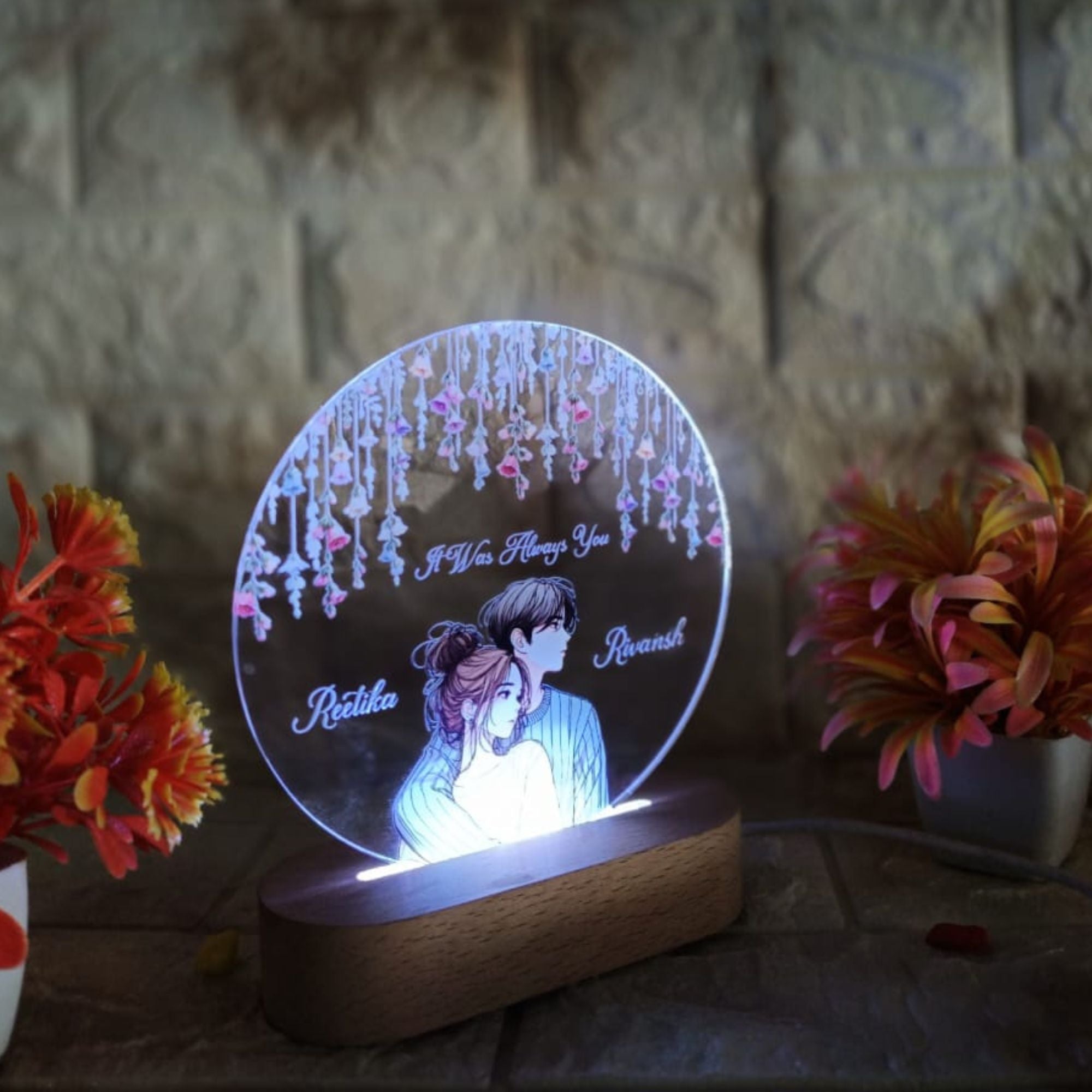 Shayona Personalized Couple LED Night Lamp – Custom Names & Romantic Design with 'It Was Always You' Quote