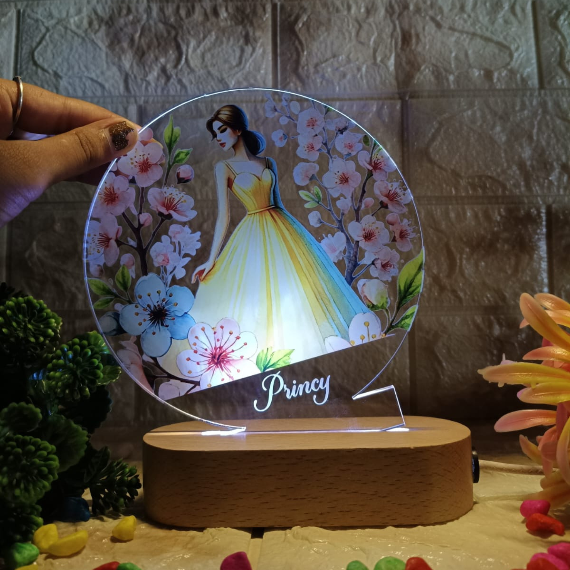 Shayona Personalized LED Night Lamp for Girls with Princess Design | Custom Name Gift Light for Kids, Birthday, Room Decor
