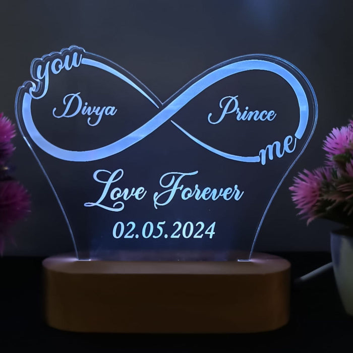 Shayona Personalized Infinity LED Night Lamp – Custom Couple Name & Date Engraving