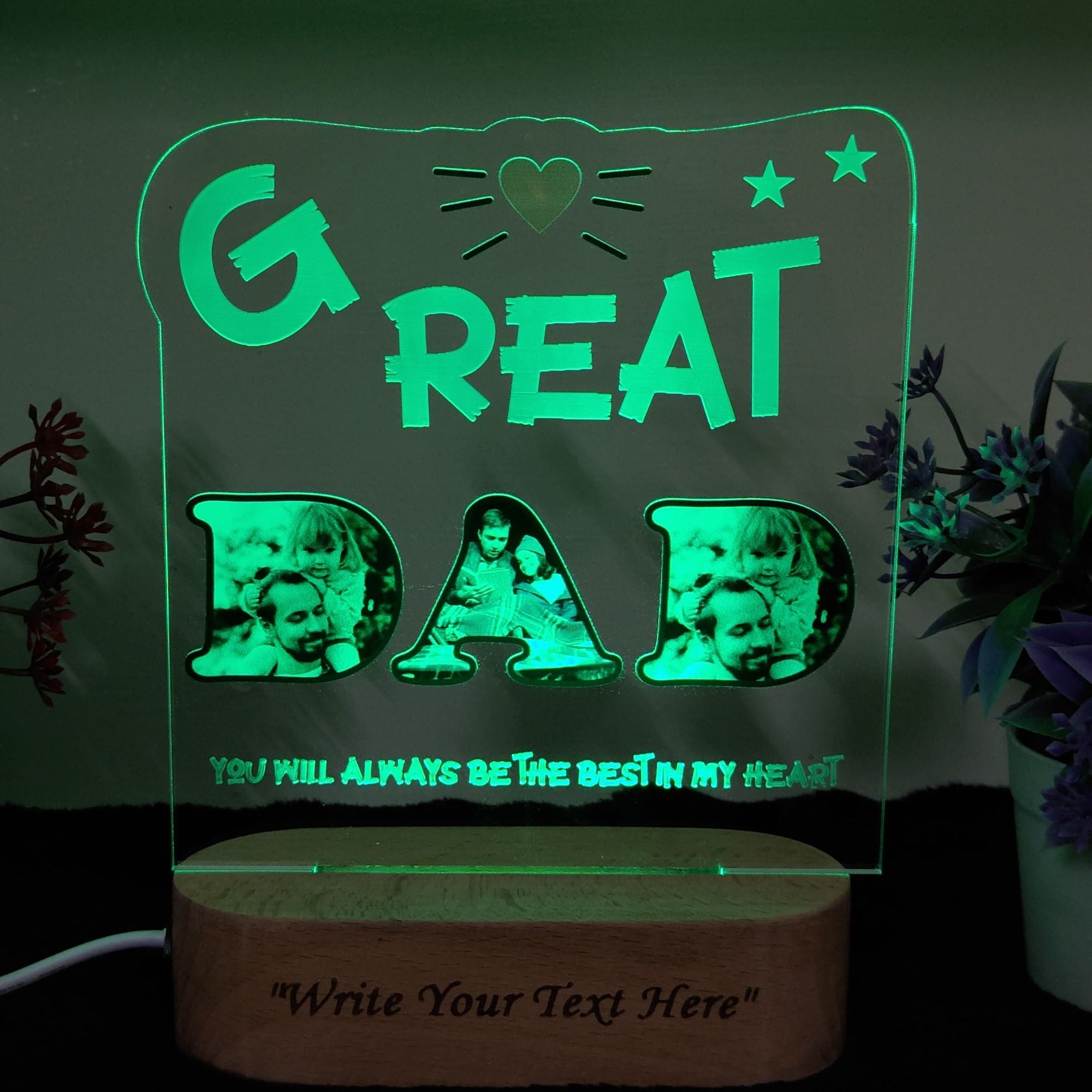 Shayona 3D Illusion personalized  You are Best Dad in The World Acrylic Night Light lamp  Gifts for Daddy on Fathers Day, Christmas, Birthday from Son, Daughter Multicolor Product