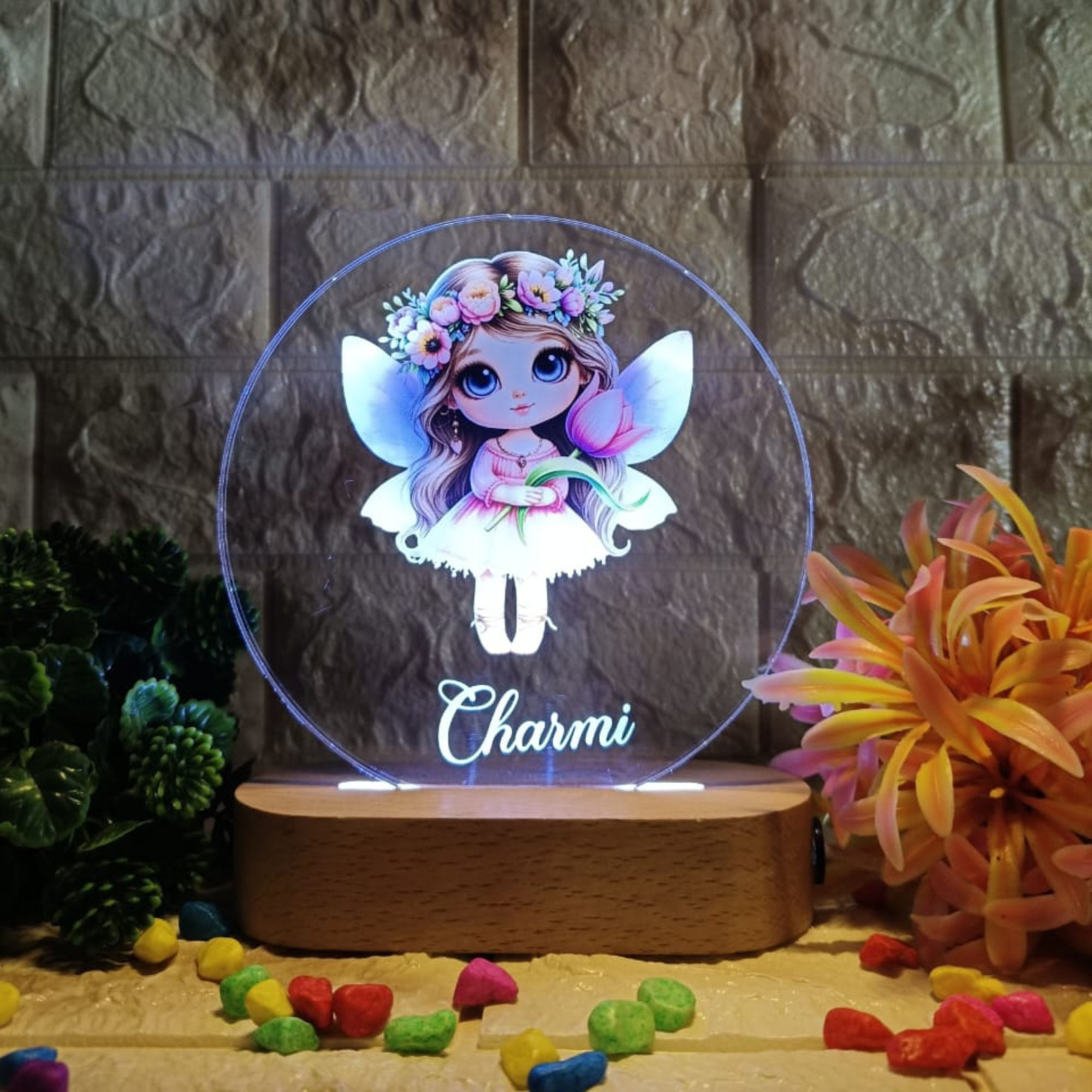 Shayona Personalized LED Night Lamp for Kids with Fairy Design | Custom Name Gift Light for Girls - Birthday, Room Decor