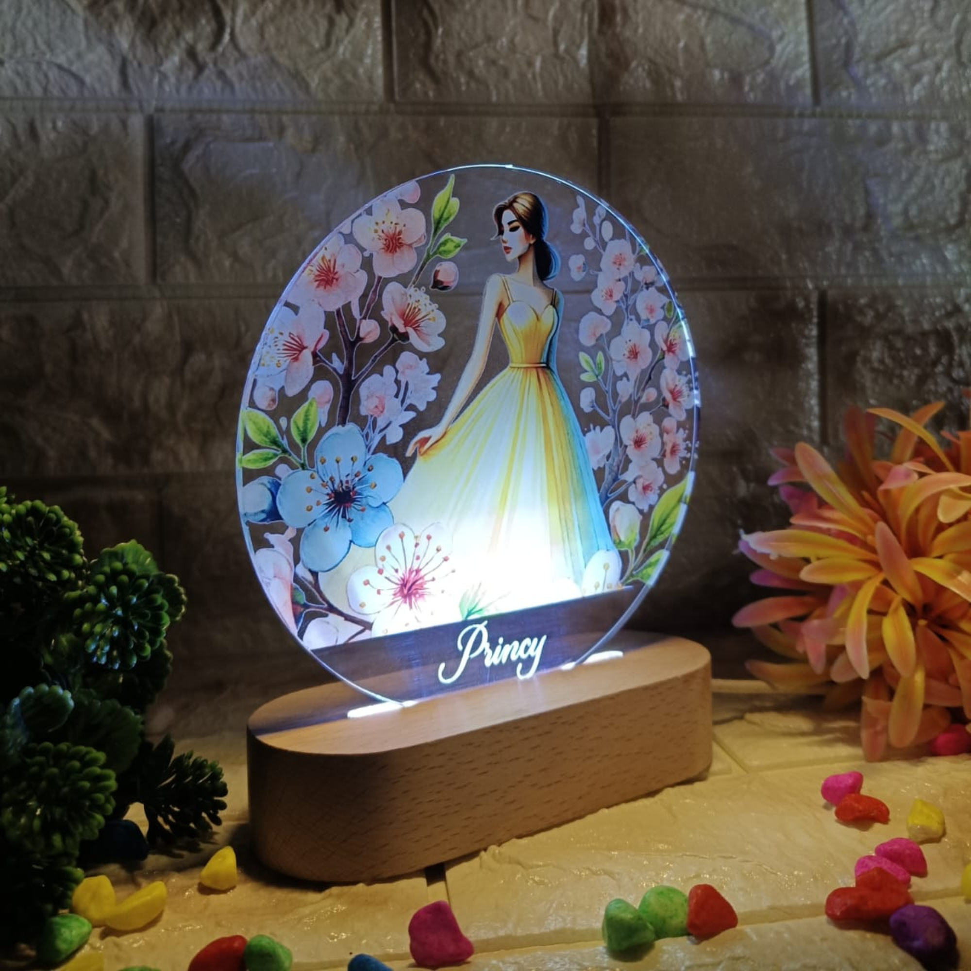 Shayona Personalized LED Night Lamp for Girls with Princess Design | Custom Name Gift Light for Kids, Birthday, Room Decor