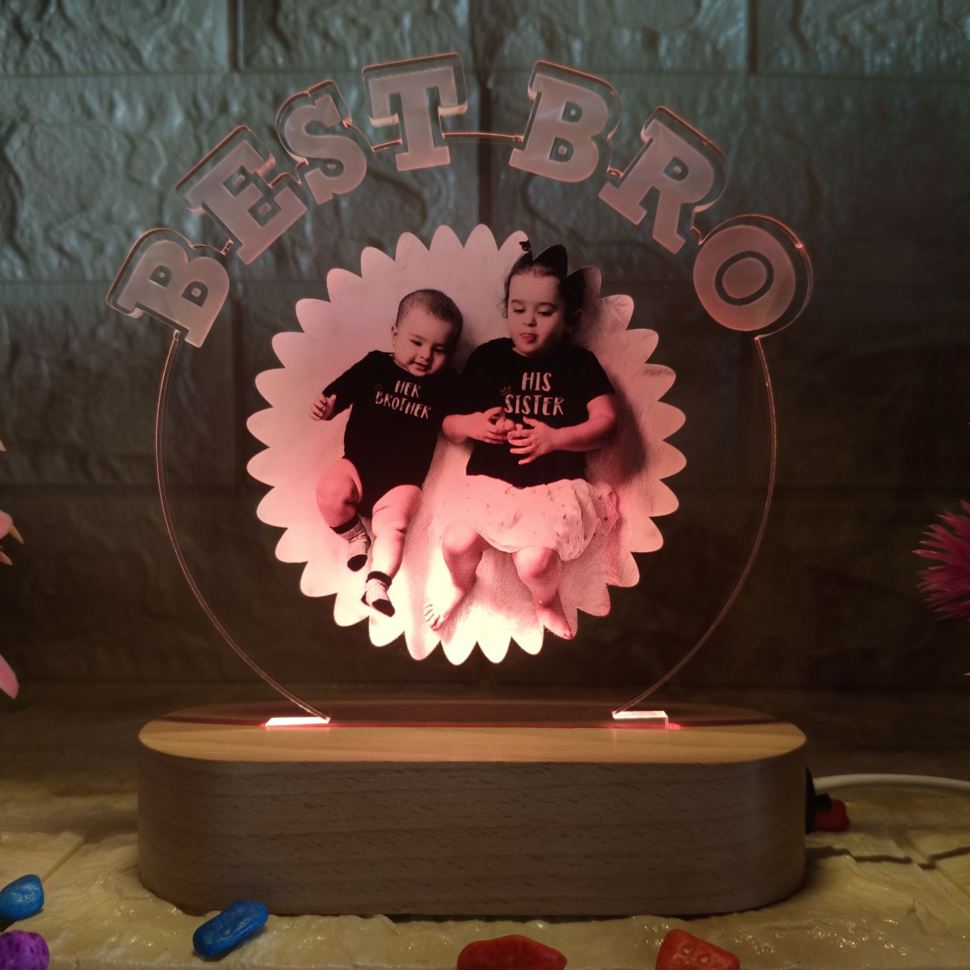 shayona Personalized LED Photo Lamp | Best Bro Gift | Custom Name Light for Brother & Sister