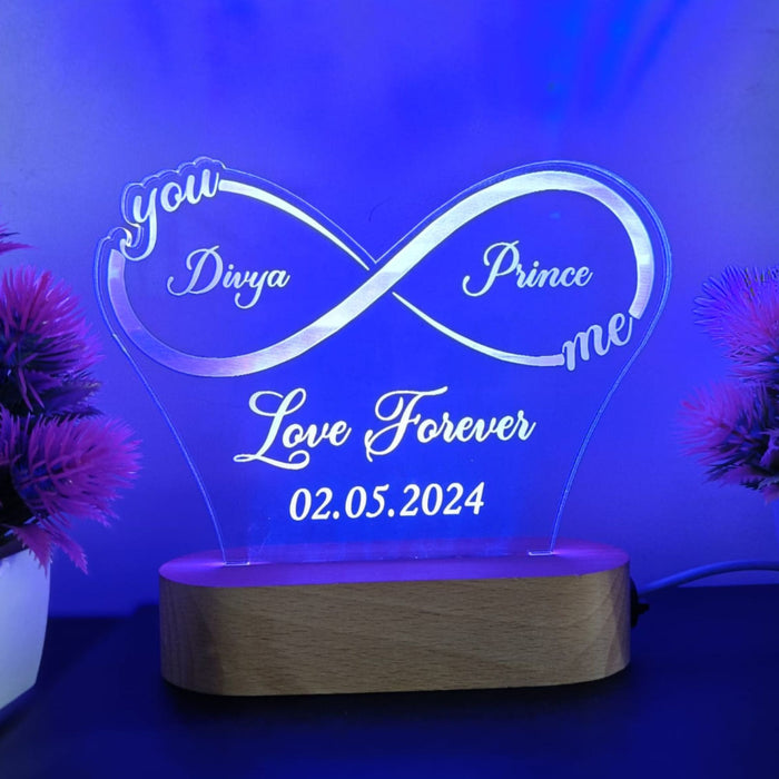 Shayona Personalized Infinity LED Night Lamp – Custom Couple Name & Date Engraving