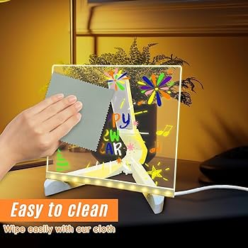 Shayona 3D Acrylic Writing Pad With Pen Message Board Rewritable Table Lamp For Study Led Light Office Home Decor Gift