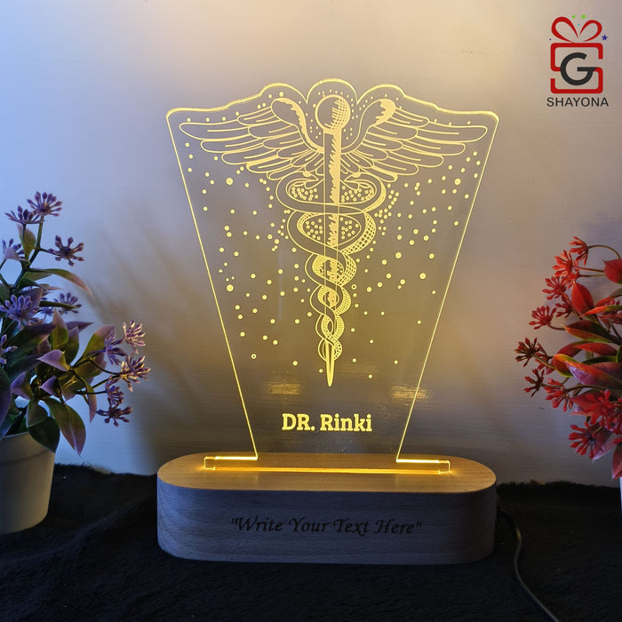 Shayona Personalized Acrylic Doctors Name 3D Illusion LED warm White Night Lamp