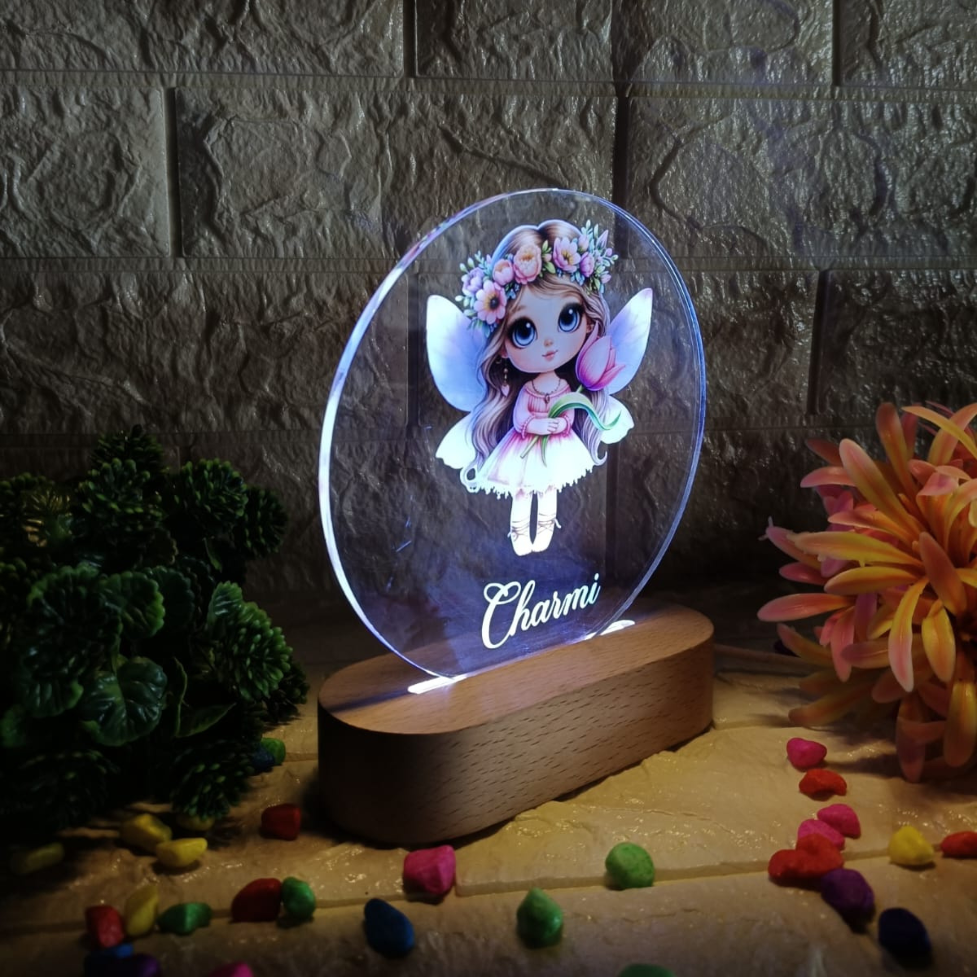 Shayona Personalized LED Night Lamp for Kids with Fairy Design | Custom Name Gift Light for Girls - Birthday, Room Decor