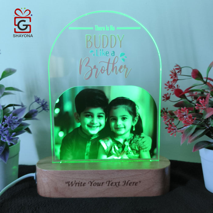 SHAYONA Raksha Bandhan Personalized 3D Illusion Digital UV Photo LED Night Lamp, Rakhi Gift for Brother, bhaibeej, Sister or Siblings - Multicolor with Remote Control 28x18 cm