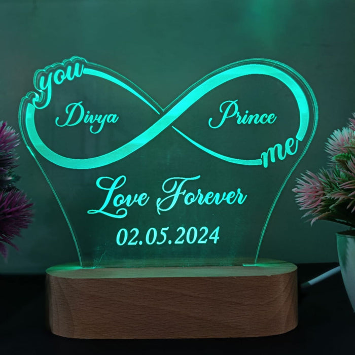 Shayona Personalized Infinity LED Night Lamp – Custom Couple Name & Date Engraving