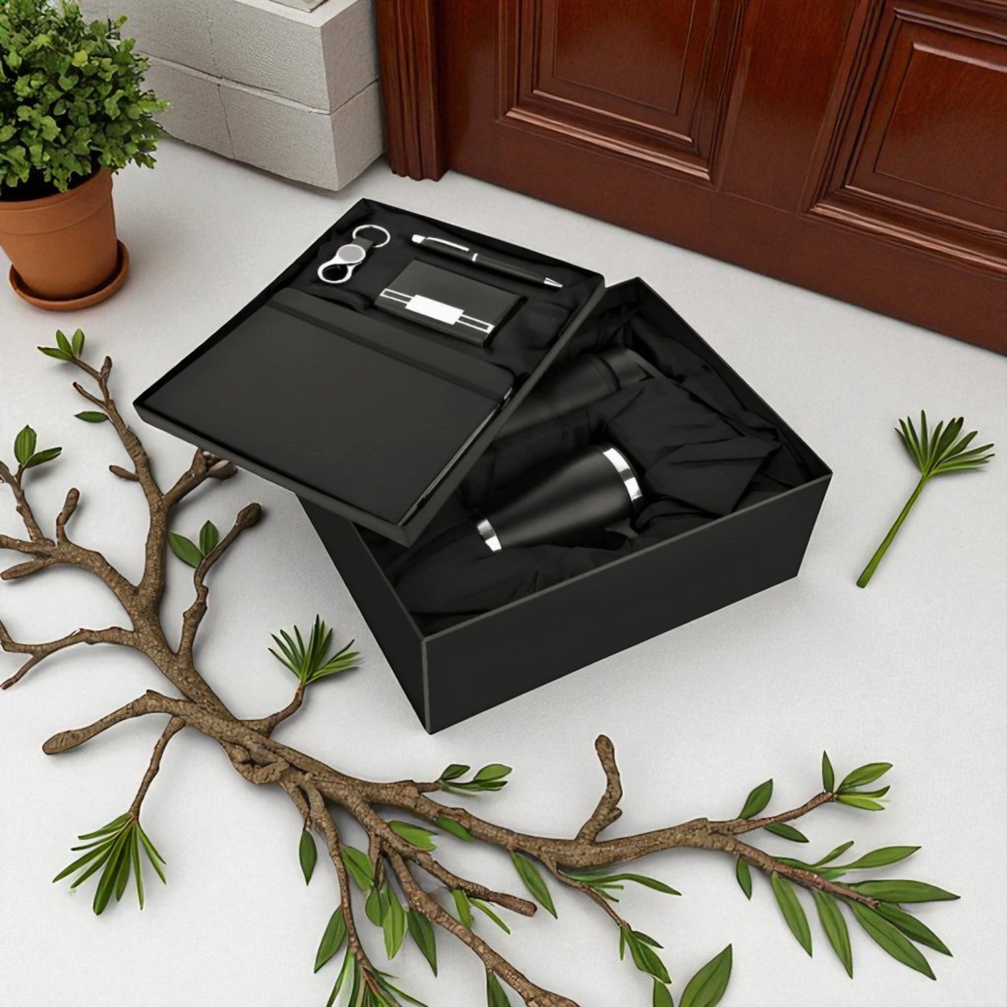Shayona Premium 6-in-1 Corporate Gift Set – Notebook, Bottle, Mug, Pen, Keychain, Card Holder | Luxury Business Utility Kit