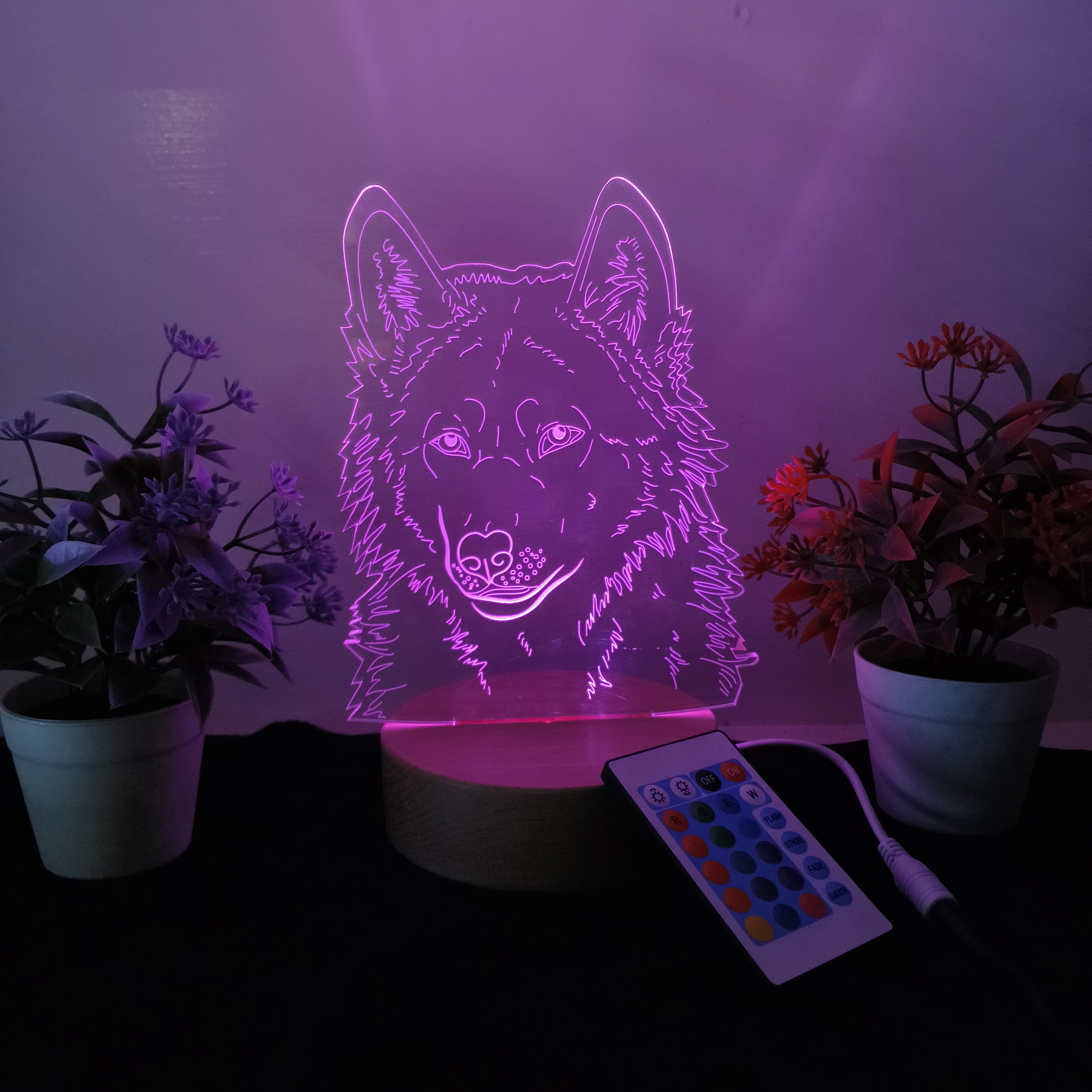 SHAYONA Wolf 3D Illusion Lamp, multicolor with Remote  LED Night Light, Christmas Birthday Gifts for Kids, Bedroom Decor