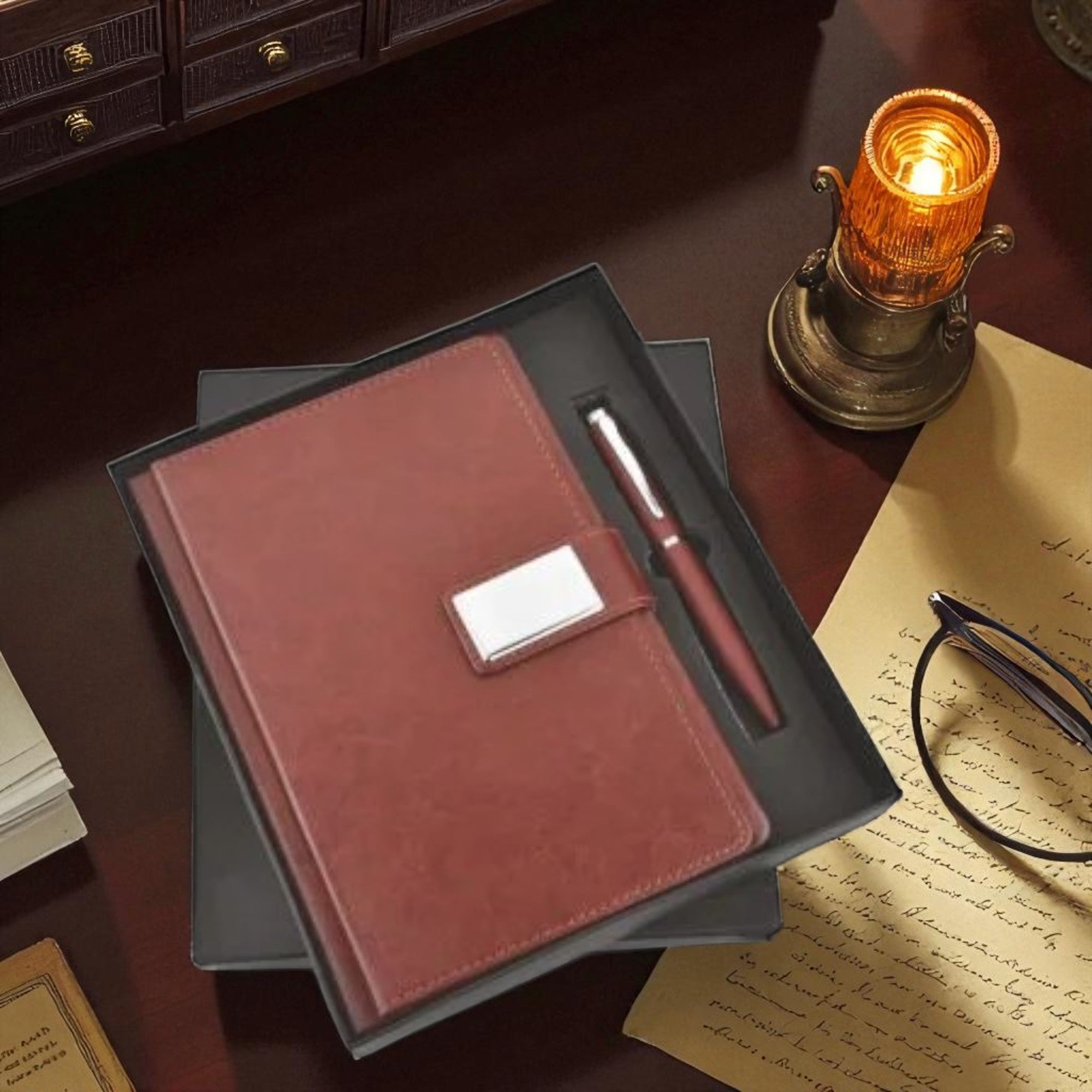 Shayona(Brown) Dairy And Pen Combo Gifts For office  Employee Corporate Gifts