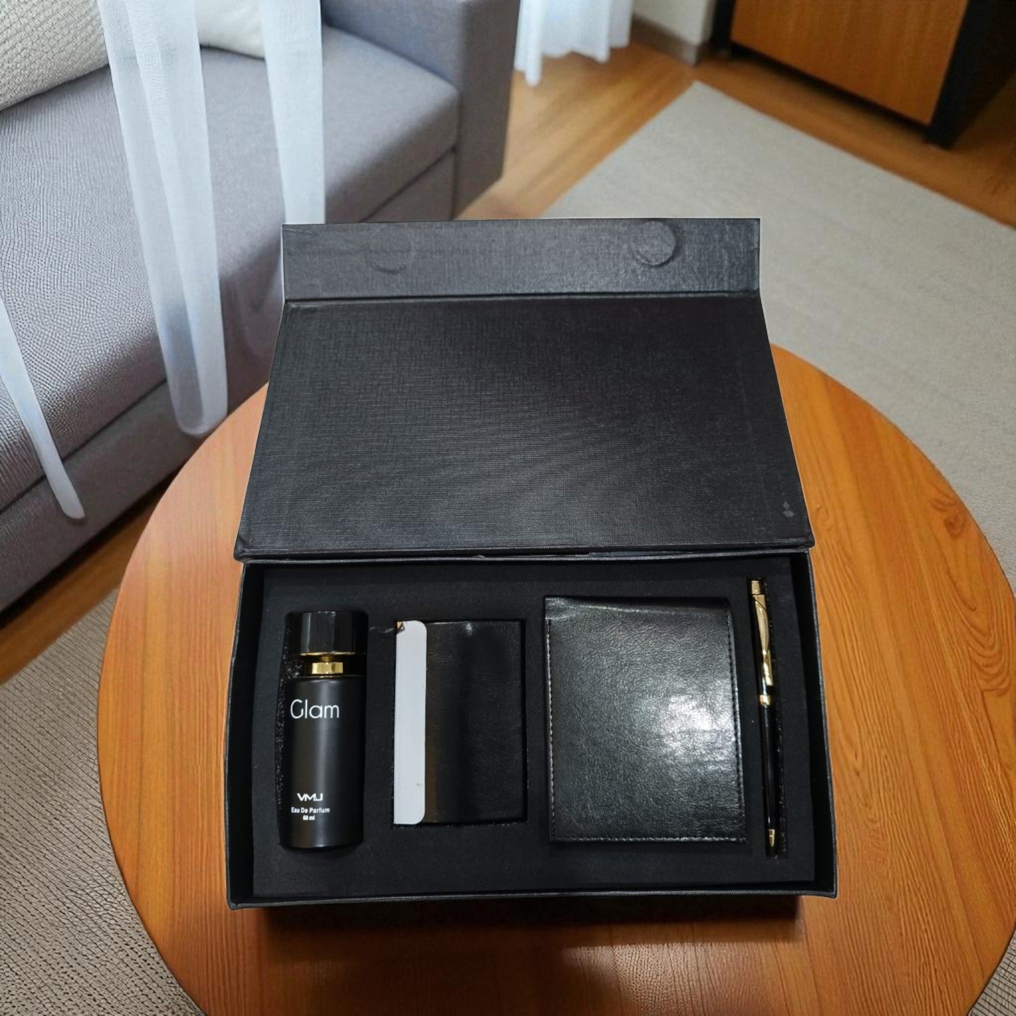 Shayona Premium 4-in-1 Men’s Gift Set – Perfume, Wallet, Card Holder & Pen | Luxury Corporate Gift Combo for Men