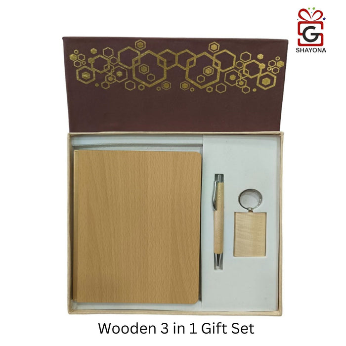 Shayona Wooden diary pen and keychain set.