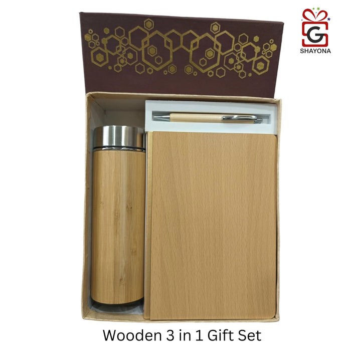 Shayona Wooden diary pen and Bottle set.