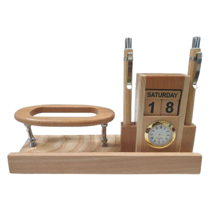 Shayona Wooden Pen Stand With Clock, For Office Desktop DW 1507
