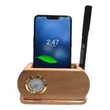 Shayona Wooden Pen Stand With Clock, For Office Desktop DW 9532