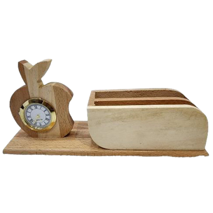 Shayona Wooden Pen Stand With Clock, For Office Desktop DW 1307