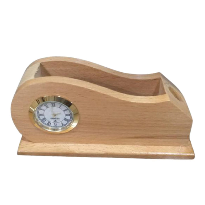 Shayona Wooden Pen Stand With Clock, For Office Desktop DW 9538