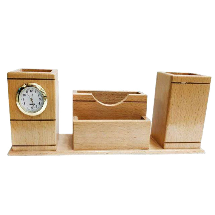 Shayona Wooden Pen Stand With Clock, For Office Desktop DW 1553