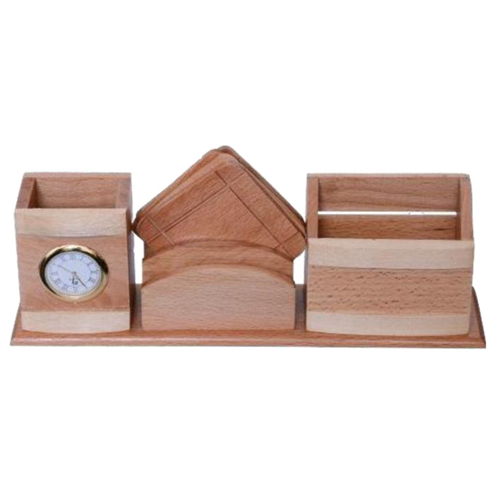 Shayona Wooden Pen Stand With Clock, For Office Desktop DW 1901