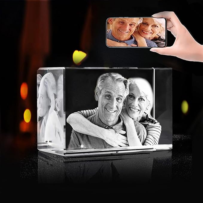 Shayona Personalized 3d Engraved Crystal Photo,Personalized Laser Etched Picture Crystal Cube, Custom Photo Glass Cube